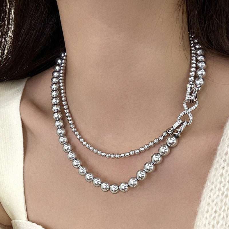 Dual Layer Pearl Infinity 18K Gold Anti Tarnish Necklace Women Bulk