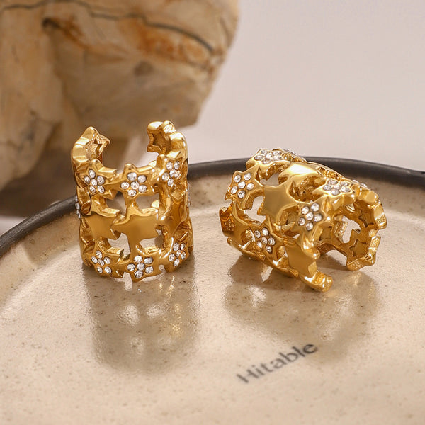 Star 18K Gold CZ Anti Tarnish Stainless Steel Ear Cuff Earrings Bulk Secondary image
