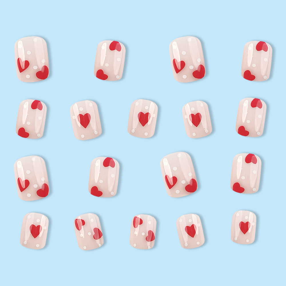 Heart Red Baby Pink Finger Nail Pack Of 10 + Extra 14 For Women Bulk