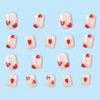 Heart Red Baby Pink Finger Nail Pack Of 10 + Extra 14 For Women Bulk