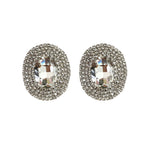 Oval Rhinestone Cubic Zirconia Silver Stud Earring For Women Bulk
