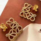 Filigree Square 18K Gold CZ Anti Tarnish Hoop Earrings Bulk