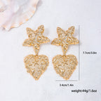 Star Fish Heart Beaten Finish 18K Gold Dangler Earring For Women Bulk