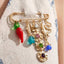 Multi Color Safety Pin Novelty Charm Gold Brooch For Women Bulk