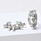 Gold Silver Dangling Square Cubic Zirconia Copper Ear Cuff Earrings Bulk