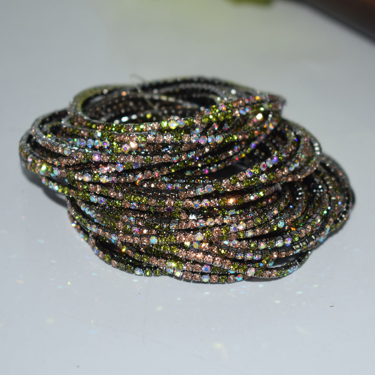 18K Gold Silver Multi Rhinestone Bracelet Bangle Adjustable Women Bulk
