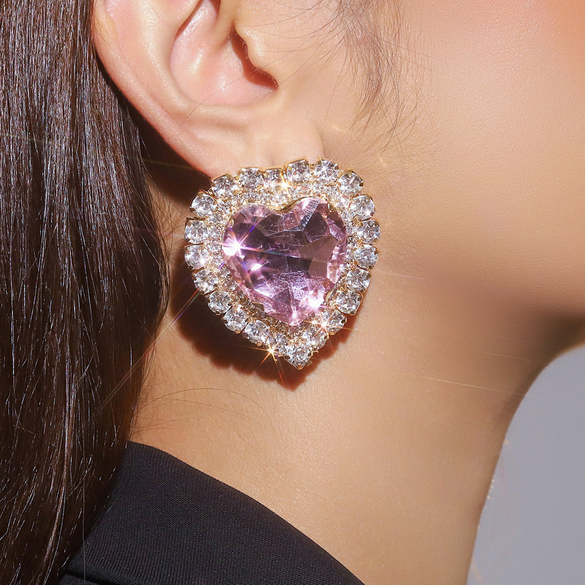Heart Love Rhinestone Crystal Stud Earring For Women Bulk