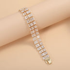 Bulk Premium Double Strand Baguette Gold Silver CZ Copper Bracelet