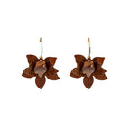 Flower White Green Brown 18K Gold Anti Tarnish Hoop Earrings Bulk