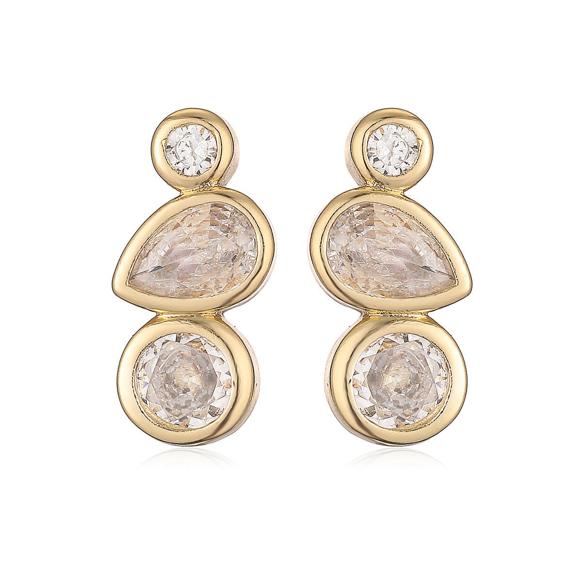 Solitaire 18K Gold Cubic Zirconia Anti Tarnish Stud Earring Women Bulk