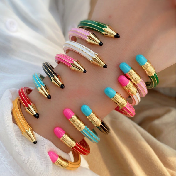Trendy Pencil Style Gold Enamel Anti Tarnish Copper Cuff & Kada Bulk Main image