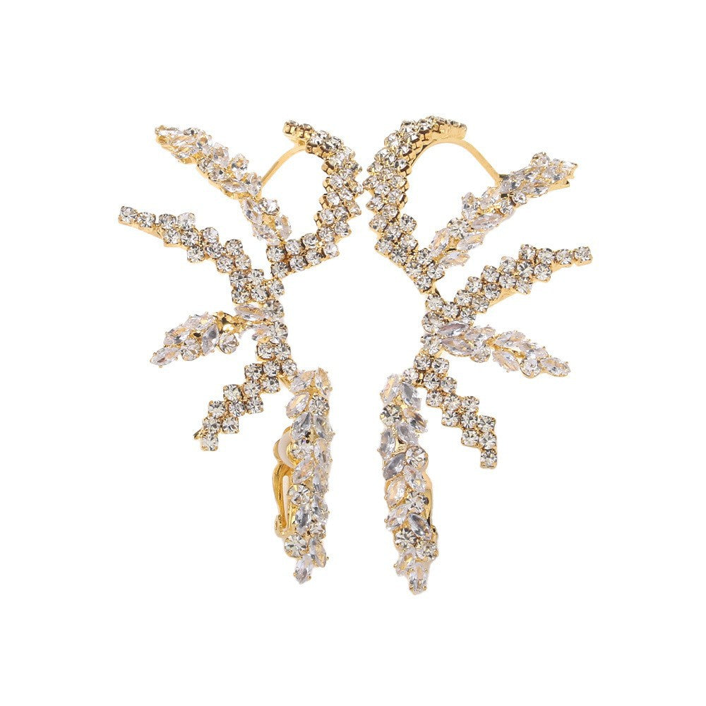 Geometric Rhinestones CZ 18K Gold Silver Ear Clips Earring Pair Bulk