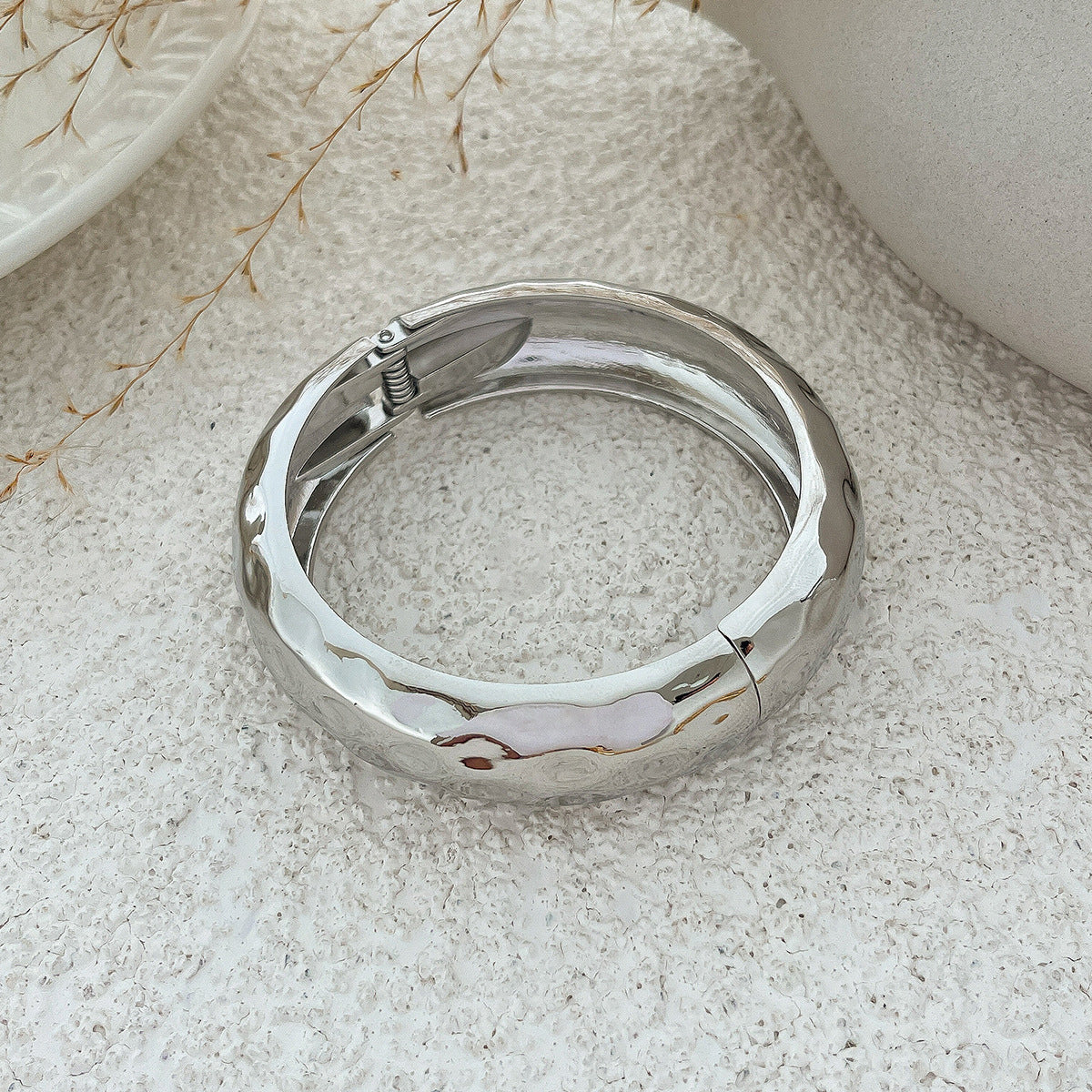 Beaten Finish 18K Gold Silver Anti Tarnish Kada Bangle Bracelet Bulk