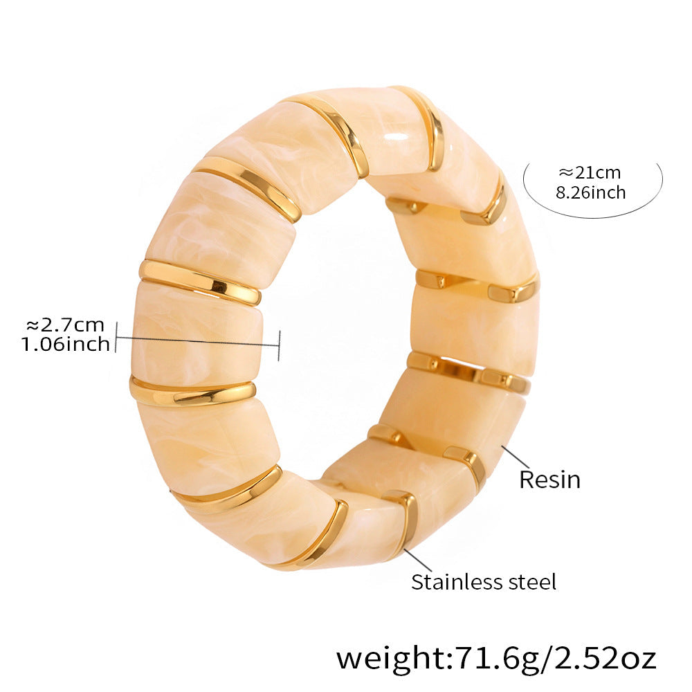 Glossy Multi Gold Resin Stainless Steel Stackable Bracelet Bulk