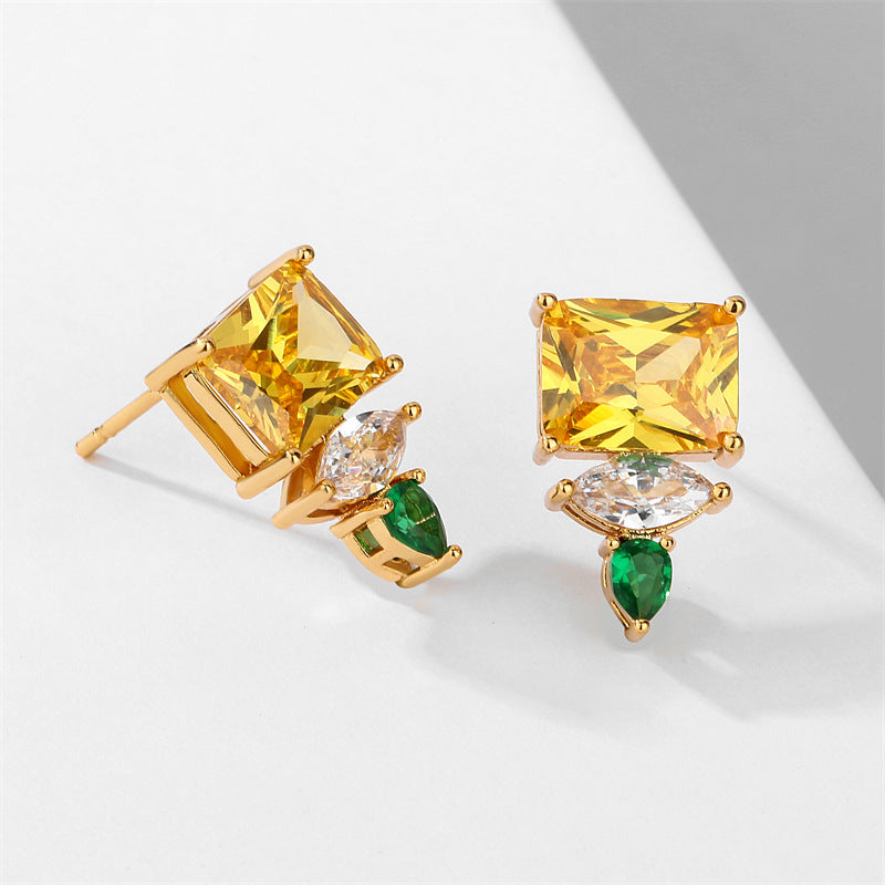 Bulk White Yellow Gold Silver CZ Anti Tarnish Copper Stud Earrings