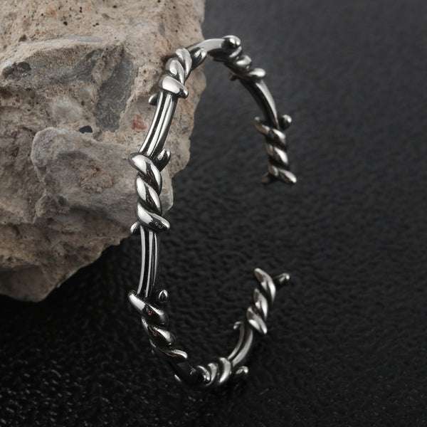 Rustic Twisted Rope Oxidized Silver Cuff Kada Bracelet For Women Bulk Main image