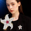 Pink Gold Starfish Cubic Zirconia Copper Anti Tarnish Brooch Women Bulk
