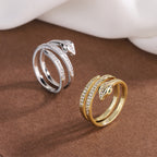 Bulk Double Band Gold Silver Plated CZ Copper Adjustable Fancy Ring