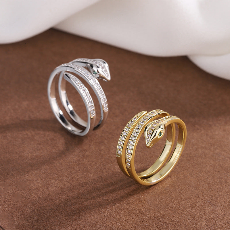 Bulk Double Band Gold Silver Plated CZ Copper Adjustable Fancy Ring