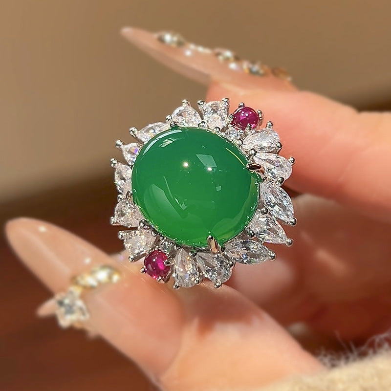 Simulation Green CZ Silver Anti Tarnish Necklace Ring Set Bulk