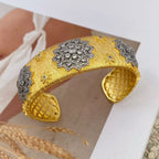 Flower CZ 18K Gold Silver Adjustable Cuff Bracelet Band Ring Bulk