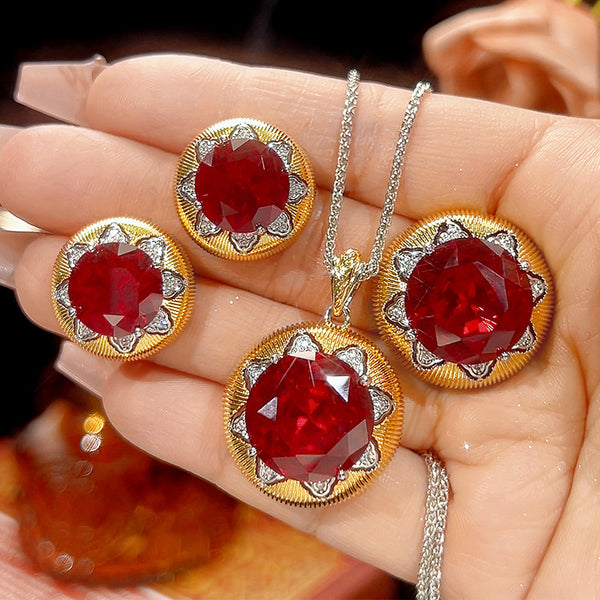 Elegant Floral Gold CZ Anti Tarnish Copper Necklace Combo Set Wholesale Secondary image