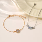 Sun Moon 18K Gold Silver Blue CZ Chain Bracelet Pack Of 2 Bulk