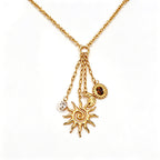 Elegant Sun & Moon Gold Layered CZ Anti Tarnish Copper Necklace Bulk