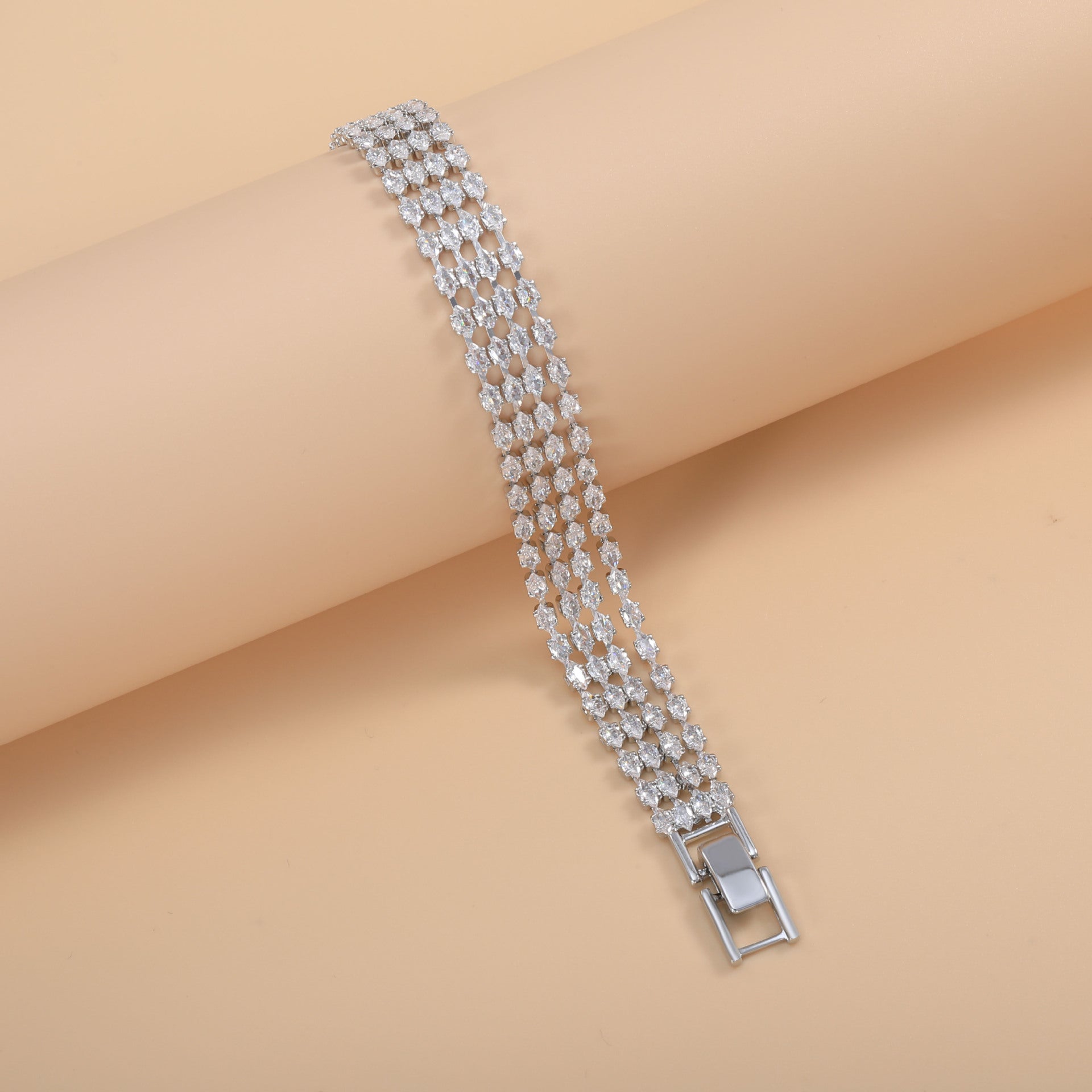 Bulk Layered Marquise Cut Tennis Style Gold Silver CZ Copper Bracelet