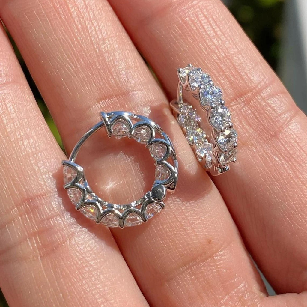 Round Solitaire 18K Gold Silver CZ Anti Tarnish Hoop Earring Bulk
