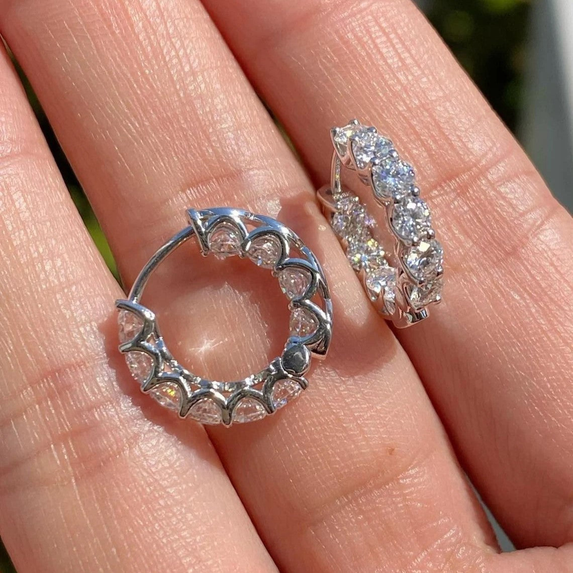 Round Solitaire 18K Gold Silver CZ Anti Tarnish Hoop Earring Bulk