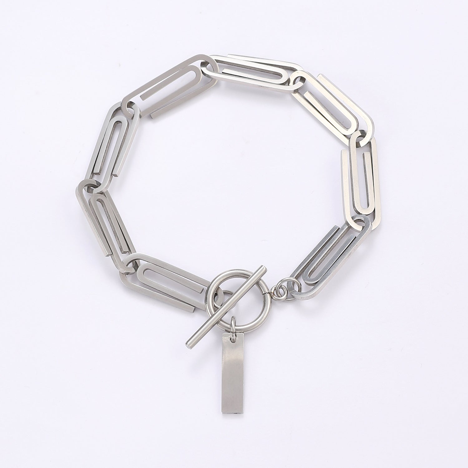 Minimal Paperclip Silver Anti Tarnish Stainless Steel Bracelet Wholesale