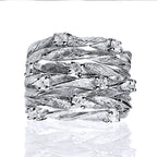 Luxury Rustic Style Silver CZ Copper Anti Tarnish Ring For Women Bulk