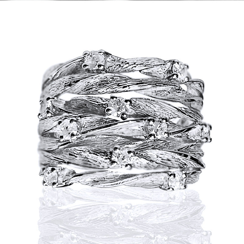 Luxury Rustic Style Silver CZ Copper Anti Tarnish Ring For Women Bulk