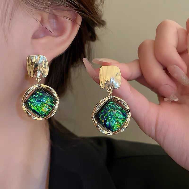 Bulk Multi Color Rhombus Shaped Gold Plated Beads Alloy Drop Earrings Secondary image