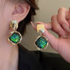 Bulk Multi Color Rhombus Shaped Gold Plated Beads Alloy Drop Earrings