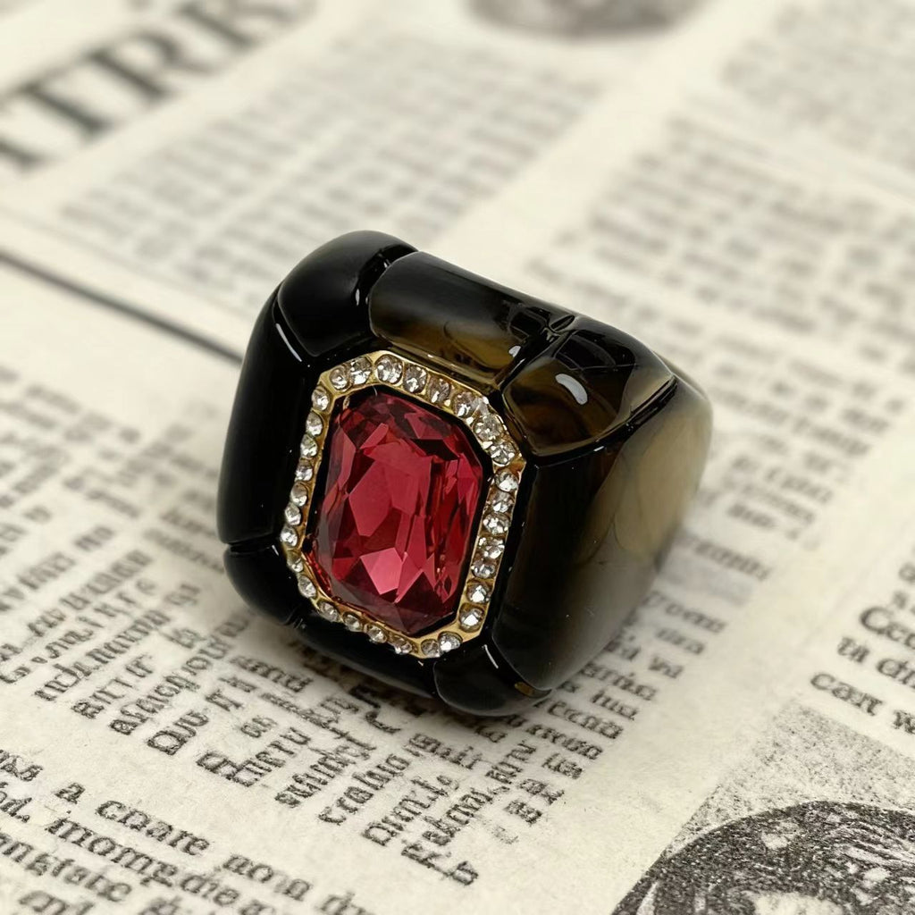 Designer Multi Color Enamel Gold Plated Square Cocktail Ring Bulk