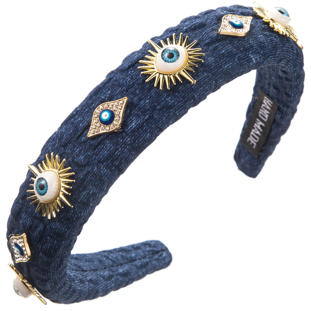 Evil Eye 18K Gold CZ Headband Hair Band Accessories Kids Bulk