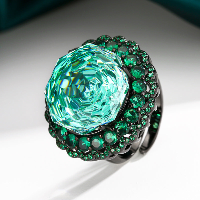 Rose White Green Cubic Zirconia Anti Tarnish Adjustable Ring Bulk Secondary image