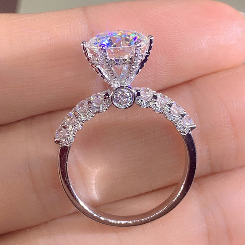 Silver Round Cut Cubic Zirconia Brass Anti Tarnish Size Ring Women Bulk