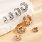 Studded Gold CZ Anti Tarnish Air Cuff Stud Earring Pack Of 2 Bulk