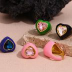 Heart Solitaire Enamel Gold Stainless Steel Anti Tarnish Ring Bulk