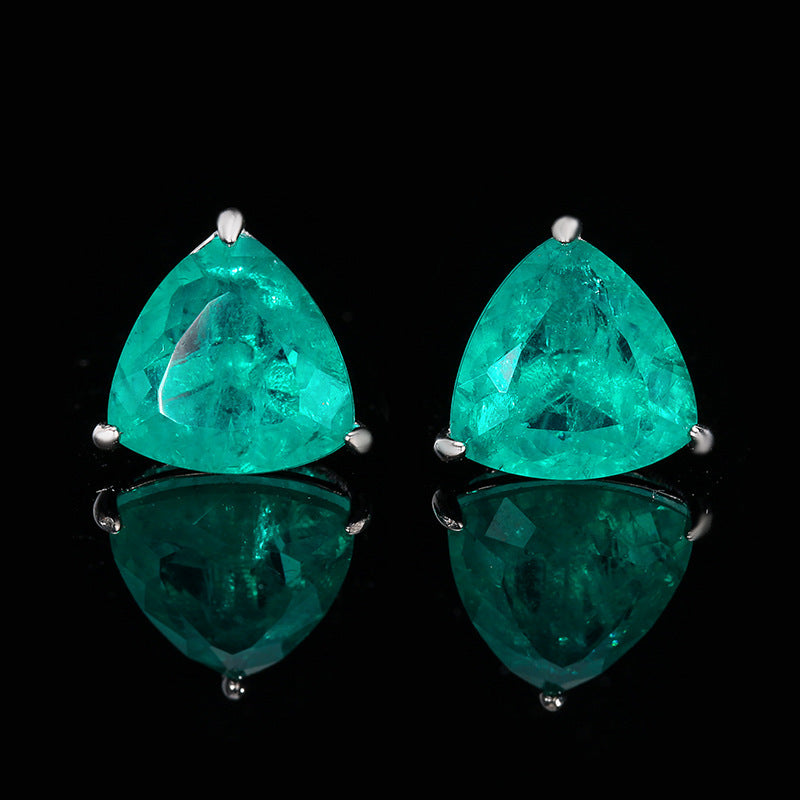 Designer Trillion Cut Silver Plated CZ Copper Stud Earrings Wholesale