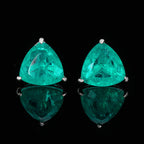 Designer Trillion Cut Silver Plated CZ Copper Stud Earrings Wholesale