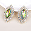 Rainbow Oval Rhinestones Crystal 18K Gold Stud Earring For Women Bulk