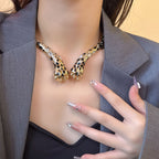 Designer Two-Tone Snake Collar Gold Silver Enamel Necklace Wholesale