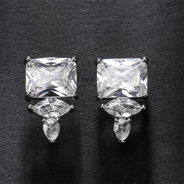 Bulk White Yellow Gold Silver CZ Anti Tarnish Copper Stud Earrings Secondary image