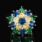 Flower Multi Gemstone Silver CZ Necklace Earring Ring Set Bulk