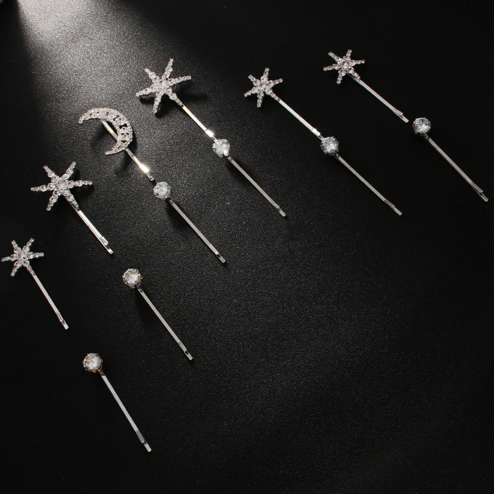 Star Moon Rhinestone Silver Hair Clips Hair Accessories For Women Main image