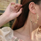 Oval Rainbow Crystal 18K Gold Plated Anti Tarnish Hoop Earring Bulk